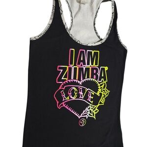 Zumba Fitness Black Crop Top with Neon Accents